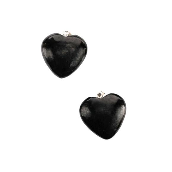 Shungite Heart Pendant 25 x 24mm Black 1PC - Picture 4 of 5